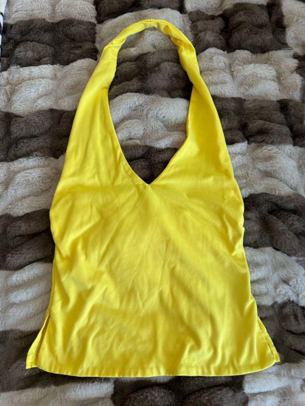 Women’s Yellow Halter Tank Top - Sleeveless V-Neck